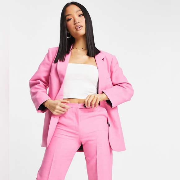 NWOT ASOS Design Single Breasted Slim Dad Suit Blazer Perfect Hot Pink - Picture 1 of 8